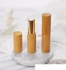 Tubo contenitore per balsamo per labbra vuoto in bambù naturale Confezione cosmetica Tubo per rossetto colore argento/oro Forniture di bellezza fatte a mano