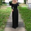 Plus size vestidos de verão vestido mulheres kaftan abaya maxi manga longa auto muçulmana gravata Fluxoso cor sólida vestidos # G4