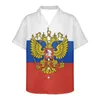 Casual shirts voor heren Rusland vlagontwerppatroon heren met korte mouw voor heren voor heren Sociale man Designer kleding Hawaiiaanse elegante klassieker fas