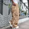 Men's Pants Trendy Loose Baggy Cargo Men Casual Hiphop Harem Cotton Straight Trousers Wide Leg Plus Size Streetwear Clothing 220826