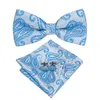 Papillon Hi-Tie Most Blue Paisley Bowtie For Men Wedding Top Silk Jacquard Woven Sky Set di gemelli Hanky da uomo F-769Bow