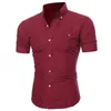 Heren dis shirts mode mannen stevige kleur knoppen korte mouw afslaan kraag shirt top causale kledinglieden