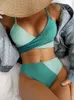 Ingaga Cross Wrap Bikini Patchwork Szybźba żebrowana żebru stroju kąpielowego Węzeł kąpielowy z tyłu odzieży plażowej Ruched Butt Biquinis Kąpienia 220621