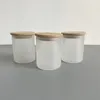 Sublimation Glass Candle Holders 9oz Frosted Clear Candlestick Blank Heat Press Candle Jar with Bamboo Lid