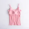 Women Tank-Top Built-in Bra Padded Stretchable Modal Push-Up Tops Camisoles Tube Vest Sleeveless Sexy Casual Korean SA1003 220316
