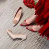 34-43 size satin bridal wedding shoes women 2021 new pointed stiletto red fashion high heels women G220527