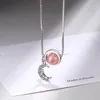 Pendant Necklaces Cubic Zirconia Moon Strawberry Crystal Pendants Necklace For Women Trendy Korean Fashion Neck Jewelry Sweater Chain Neckla