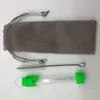 Tubo de vidro de 11 cm de arco com silicone escova de limpeza de coleta de coleta portátil erva seca tabaco pica