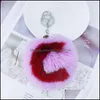 Key Rings Jewelry 26 Alphabet Artificial Rabbit Fur Ball Keychains Pendant Soft And Plush Pompom Letters Keyfobs P47 Dh1E6