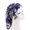 Extra Stor Storlek Kvinnors Vintage Print Bonnet Nightcap Sova Cap Elastic Head Wrap Cover Women Beanie Caps