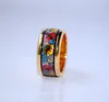 Monet Poppy Series Pierścienie 18K Goldplated Enamel Pierścienie Najwyższej jakości Pierścień dla kobiet Designer Biżuteria Mother's Day Dift254U