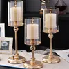 Ljushållare Luxury Metal Glass Candlesticks For Candles Home Decoration Holiday Christmas Arrival Gifts LJ201018