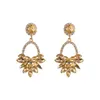 Boucles d'oreilles en pierre colorée en métal Champagne strass cristal boucles d'oreilles pour femmes brillant beaux bijoux