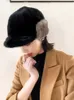 Cappello da donna in vera pelliccia di visone Cappello invernale con paraorecchie caldo Berretto da sci casual Marrone Grigio