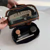 Borsa per il lavaggio trasparente a doppio strato Borsa cosmetica impermeabile portatile di grande capacità da donna Nuovo contenitore portatile asciutto e bagnato Ba223k