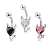 Anello per ombelico a forma di cuore di vendita caldo AB Zircon Peach Heart Anello per ventre invertito Piercing Punk Set di fibbie ombelicali