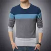 Invierno Casual Hombre Suéter Oneck Rayas Slim Fit Knittwear Mens Suéteres Jerseys Jersey Hombres Pull Homme 210804