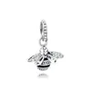 Autentici 925 perline in argento sterling scintillanti pendenti con ape regina adatti per gioielli stile Pandora europeo bracciali collana regalo fai da te per le donne 398840C01