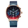 Récompense couleur changeante verre hommes montre de luxe personnalisé chronographe hommes Stainls acier bracelet résistant à l'eau montre-bracelet