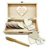 Gepersonaliseerd bruiloft gastenboek met harten aangepaste naam datum houten aandenken doos bamboe pen bruiloft decor h1026237p