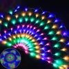 Strings 424LED 3pcs Peacock Curtain Icicle String Light Christmas Mesh Net Fairy Garland Wedding Party Backdrop LightLED LED