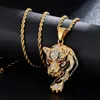 Pendentif Colliers Xishan Red Eye Tiger avec chaîne de corde de 4 mm Bling Glacé Zircon cubique Hommes Hip Hop Mode Bijoux Cadeaux Heal22
