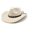 9 CM Rand heren Western Cowboy Hoed Voor Vrouwen Vintage Gebogen Rand Vilten Fedora Hoed Cowgirl Panama Jazz hoed Sombrero Hombre