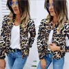 Kvinnors jackor Kvinnor Leopard Print Zip-up Jacket Autumn Retro Coat Winter Basic Long Sleeve Short Motorcycle Biker Jackorwomen's