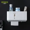 Ecoco Tissue Box Dispenser Wall gemonteerd opslagrek papierhouder badkamer organisator accessoires 220611