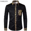 Men Splice Leopard Printed Shirt with Pocket Men Dress Shirt Long Sleeve Men Fashion Brand Mens Button Shirts Camisas Hombre USA LJ200925