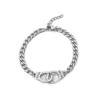 S3032 Fashion Jewelry Titanium Stainless Steel Handcuffs Bracelet Men Women Hand Ornaments Figaro Bracelets