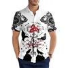 Chemises décontractées pour hommes été à manches courtes Viking symbole tatouage corbeau 3D imprimé chemise hawaïenne hommes Harajuku chemise hommes Eldd22