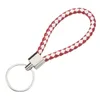 Leather Braided Woven Keychain Fit DIY Rope Rings Circle Pendant Key Chains Holder Car Keyrings Accessories Gift Wholesale