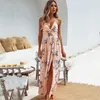 Womens Summer Boho Maxi Long Dress Evening Party Beach Dresses Sundress Floral Halter Dress Summer 220507