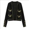 512 2022 Summer Kint Manga curta V marca de pescoço do mesmo estilo Cardigan Cardigan Black White Luxury Womens Roupas Weikey