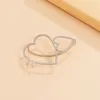 Dangle & Chandelier 2022 Korea Gold Silver Color Metal Geometric Heart Ear Cuff Fashion Simple Heart Ear Clip Earrings for Women Aesthetic Jewelry