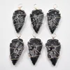 Pendant Necklaces Fashion Black Obsidian Stones Arrowhead Healing Point Natural Stone Pillar Pendants For Charm Necklace Accessories 6pcs