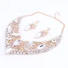 Fashion Teardrop Rhinestone Crystal Choker Necklace For Women Statement Collar Necklaces Earring Wedding Party Jewelry Sets