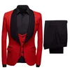 Costumes pour hommes Blazers Prom Red Wedding Tuxedo Suit en veste 3 pièces Veste avec pantalon noir Slim-Fit African Fashion Clothing Set 2022 Costume