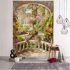 Gangway Landscape Wall Hanging Carpet Sea Beach Cloth Mat Flower Blanket Home Decoration J220804