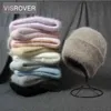 Fishrover 11 Rabbit Cashmere Unissex Woman Winter Hat com lantejoulas e chapéus de outono de Lurex Mulher de lã quente de lã Presente J220722