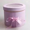 Double Layer Round Flower Paper Boxes with Ribbon Creative Rose Bouquet Gift Wrap Packaging Cardboard Box Valentine's Day Wedding Decoration F0427