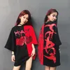 Kadın Tshirt yaz harajuku serin unisex kısa kollu tişört renk blok salıncak baskılı sokak kıyafetleri artı beden tshirt 220615