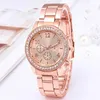 1pcs Classic Rhinestone Watch Womens Geneva Watches Women Ladies Fashion Gold Clock