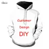 DIY Personnalisé Design Sweats À Capuche Hommes Femmes 3D Imprimé Propre Image Star Chanteur Anime Dessin Animé Animal Harajuku Style Sweat À Capuche Hauts 220707