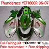 Karosseri för Yamaha YZF1000R Thunderace YZF 1000R 1000 R 96-07 BODY 8NO.23 YZF-1000R 96 97 98 99 00 01 02 07 YZF1000-R 1996 2003 2004 2005 2006 2007 Fairing Silver Green Green