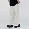 남성과 여성을위한 2022 전방 포켓 사이드 지퍼화물 바지 단색 직선 드로우 스트링 조깅하는 스웨트 팬츠 대형