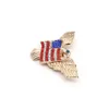 10 pcs / lot design de mode American Eagle Shape Flag Brooch Crystal Rhinestone 4 juillet Pins patriotiques USA pour cadeau / décoration
