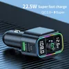 22.5W Super Fast Charge FM Transmitter Bluetooth Car Audio Handsfree Mp3 Player Dual USB Car Adapter