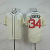 Hommes 34 Jon Lester Baseball Jerseys Vintage Stitched Jersey Gris Bleu Noir Chemises